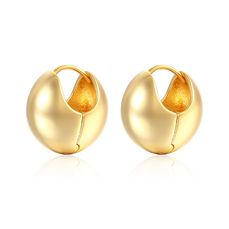 Wholesale/Supplier Custom Unique Smooth Surface Stainless Steel Gold Color Small C Shape Earrings for Women