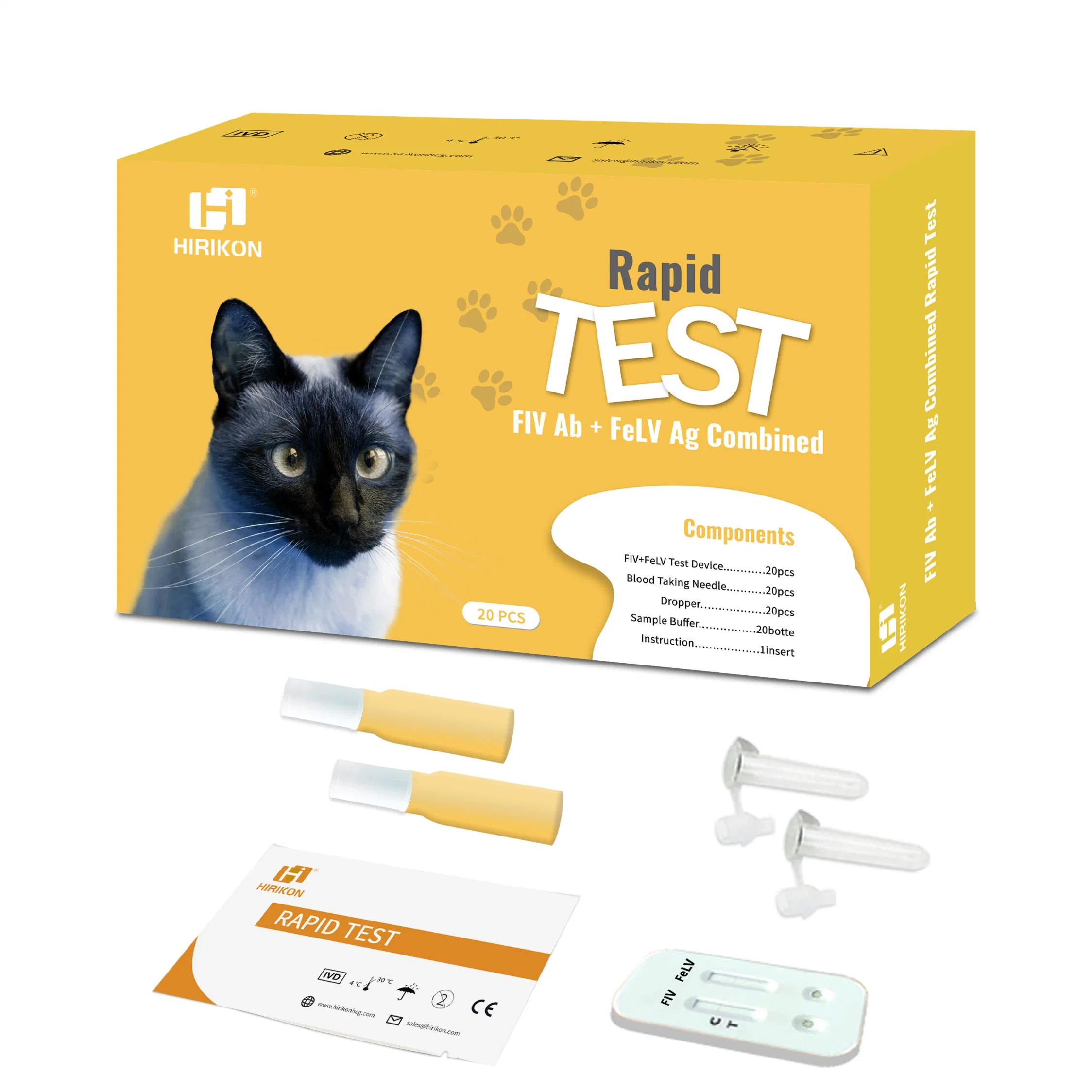 Anticorpo Fiv Hirikon Cat sangue antígeno Felv Kit Teste Rápido combinado com o método de ouro coloidal