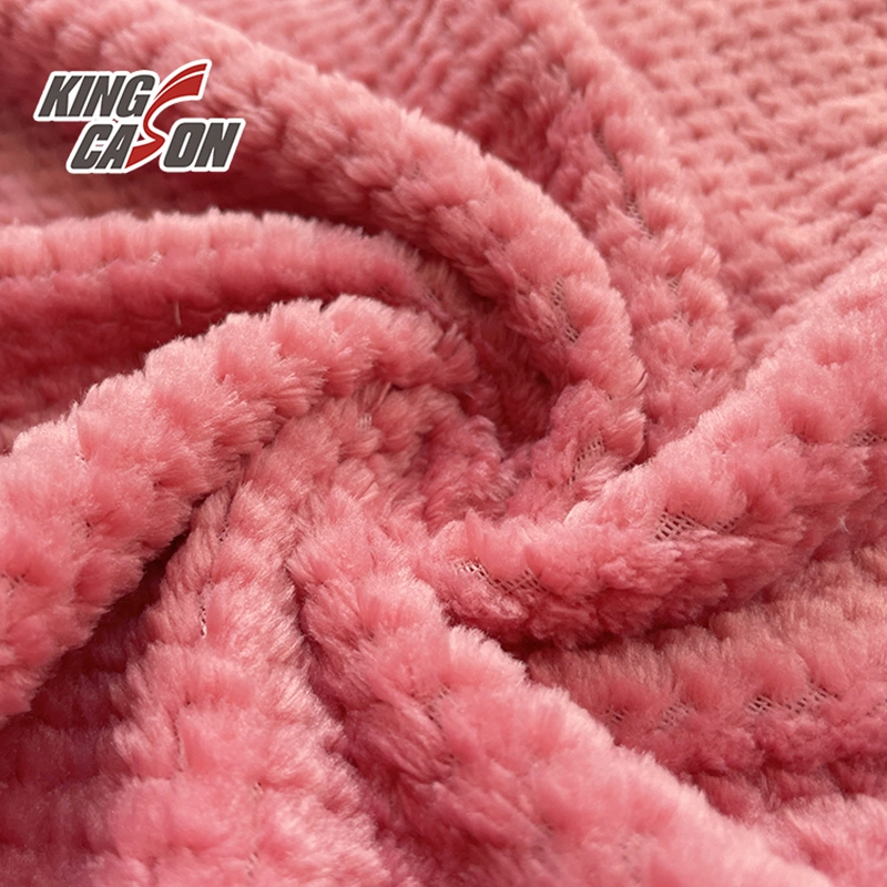 Kingcason Polyester Pure Plain Jacquard Knit Knitting Fabric Flannel Fleece Fabric