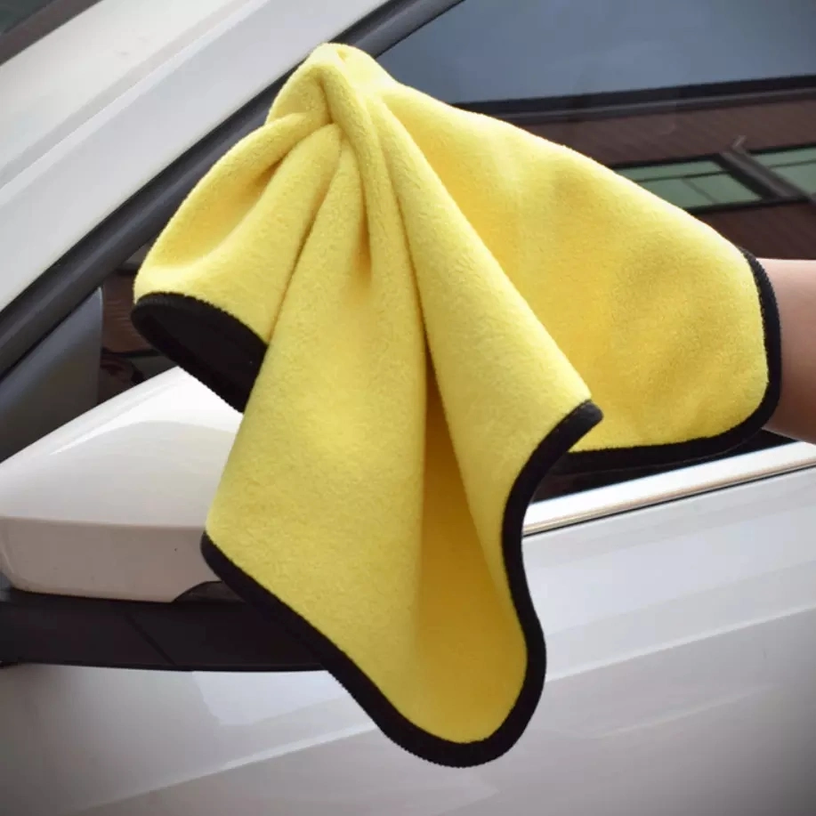 Car Care Cleaning Cloth Coral Fleece Yellow and Grey Double Sided Super Soft Car Wash Towel Kitchen Cloth