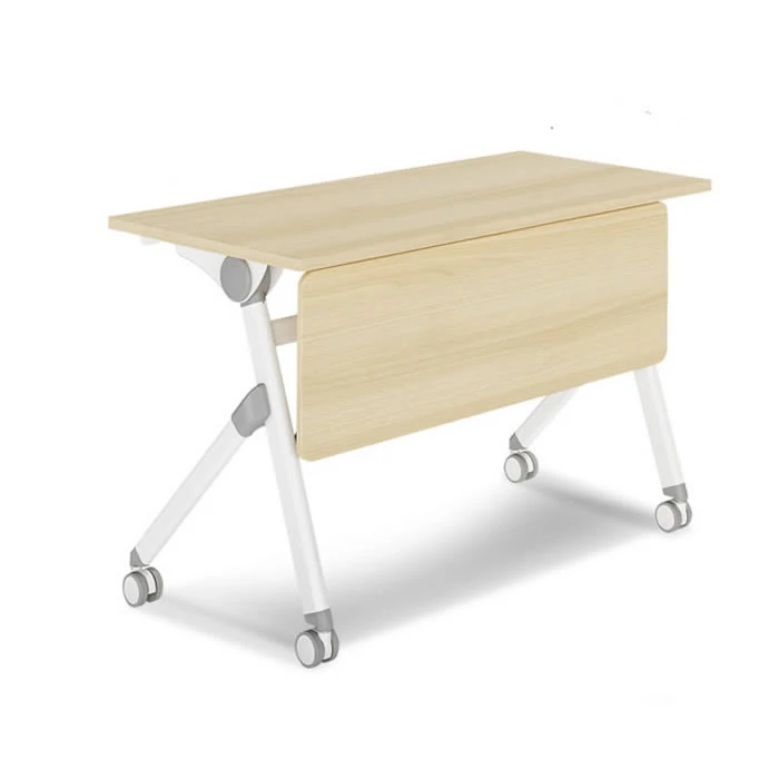 Table d'étude pliante et pliable à plateau relevable, en métal, facilement déplaçable, pour bureau, salle de formation, école, collège, avec roulettes