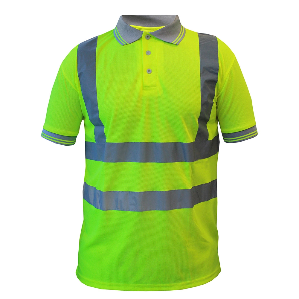 100% algodón orgánico de la seguridad vial Camiseta Ropa de trabajo de construcción reflexiva uniforme