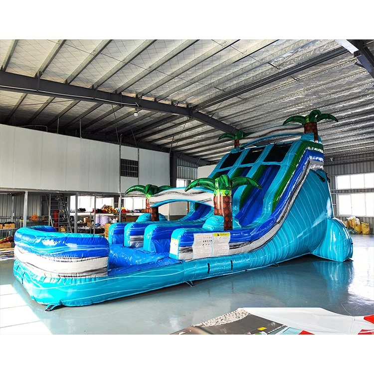 20FT Tall Green Tropical Tree Caribbean Storm Waterslide Inflatable Inflatable Water Slide