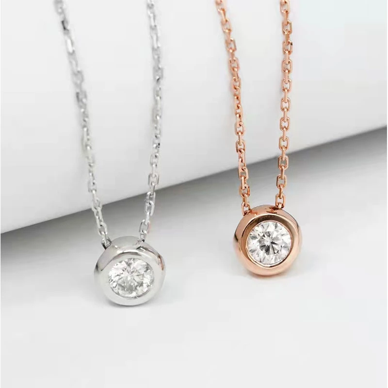 Customized Jewelry Gold Round Hpht Lab Grown Diamond Chain Necklace