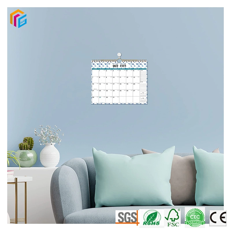 precio de fábrica Diseño personalizado Planificador de 365 días papel de descarga lleno Color espiral Oficina mensual de pared de la impresión de calendario