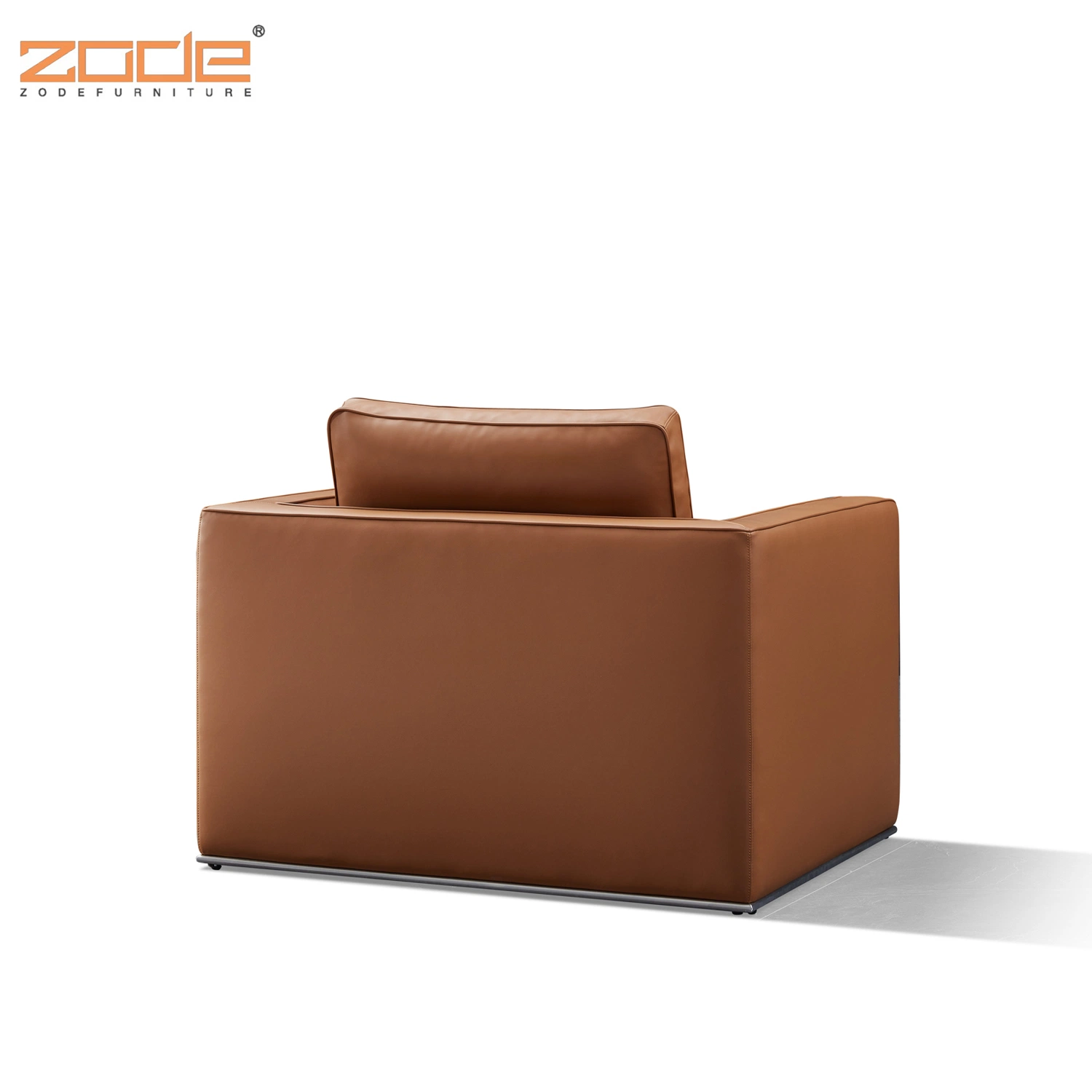 Zode PU Half Leather 3 Seat Upholstery Tan Office Living Room Sofa Salon Sofa