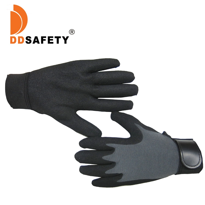 Guantes de trabajo de invierno bañados de nitrilo de arena para hombre negro Luvas Guantes, resistentes al agua, resistentes a la abrasión, Protección contra el frío