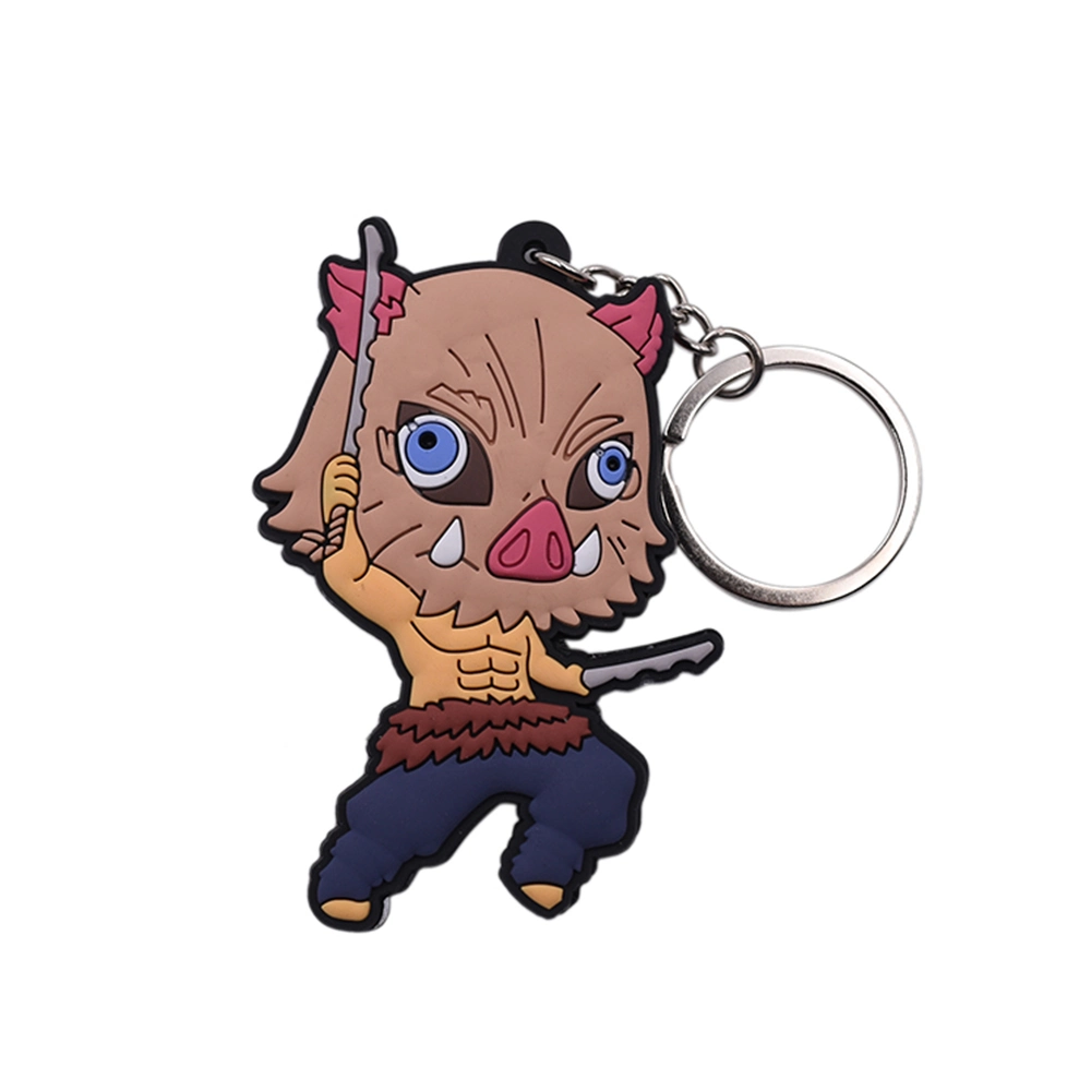 Commerce de gros en caoutchouc de silicone sur mesure 3D intégrale Japon Cute personnage de bande dessinée Keyring Logo de chaîne de clé personnalisé anime japonais Figure Demon Slayer PVC Souple trousseau