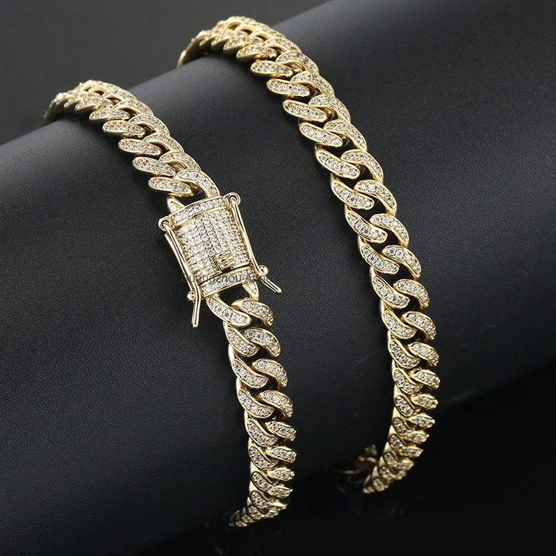 Fabrik Custom Schmuck Set 18K Gold 925 Sterling Silber oder Messing Mode Accessoires Ring Armband Halsketten Hip Hop Kubanischen Link Schmuck für Damen und Herren