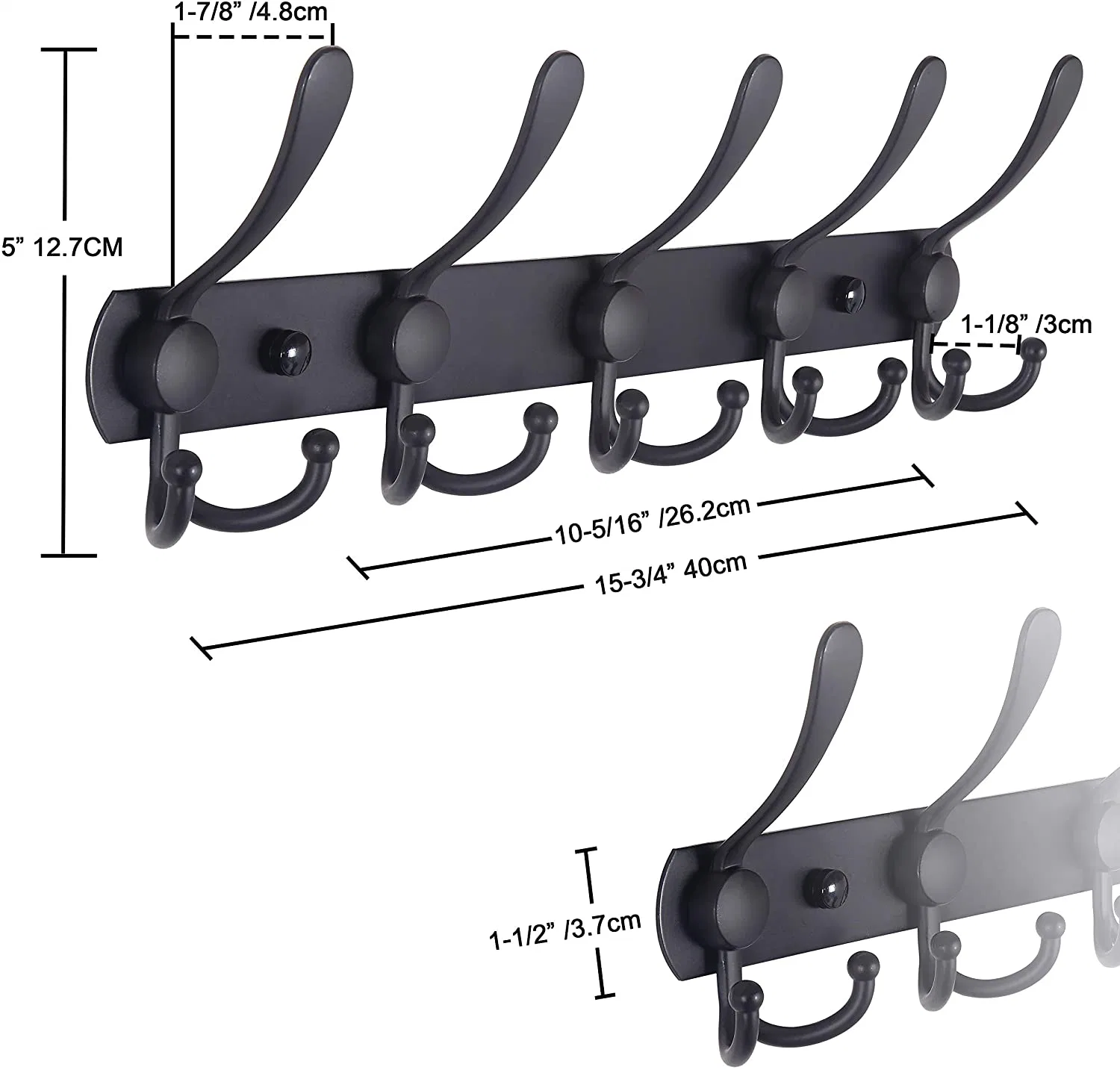 Black Stainless Steel Hanging Hook Bathroom Accessories Clothes Hanger