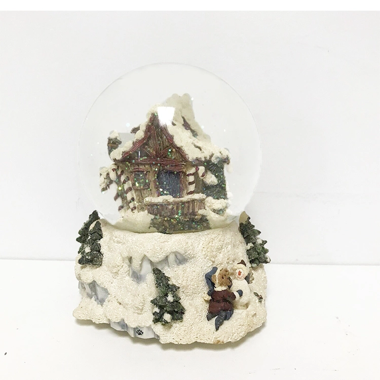 Resina de alta calidad personalizado recuerdos de la casa de Navidad bola de cristal Snowglobe