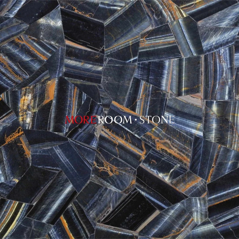 Original Factory Luxury Villa Projects Gemstone Blue Tiger Eye Stone Slab