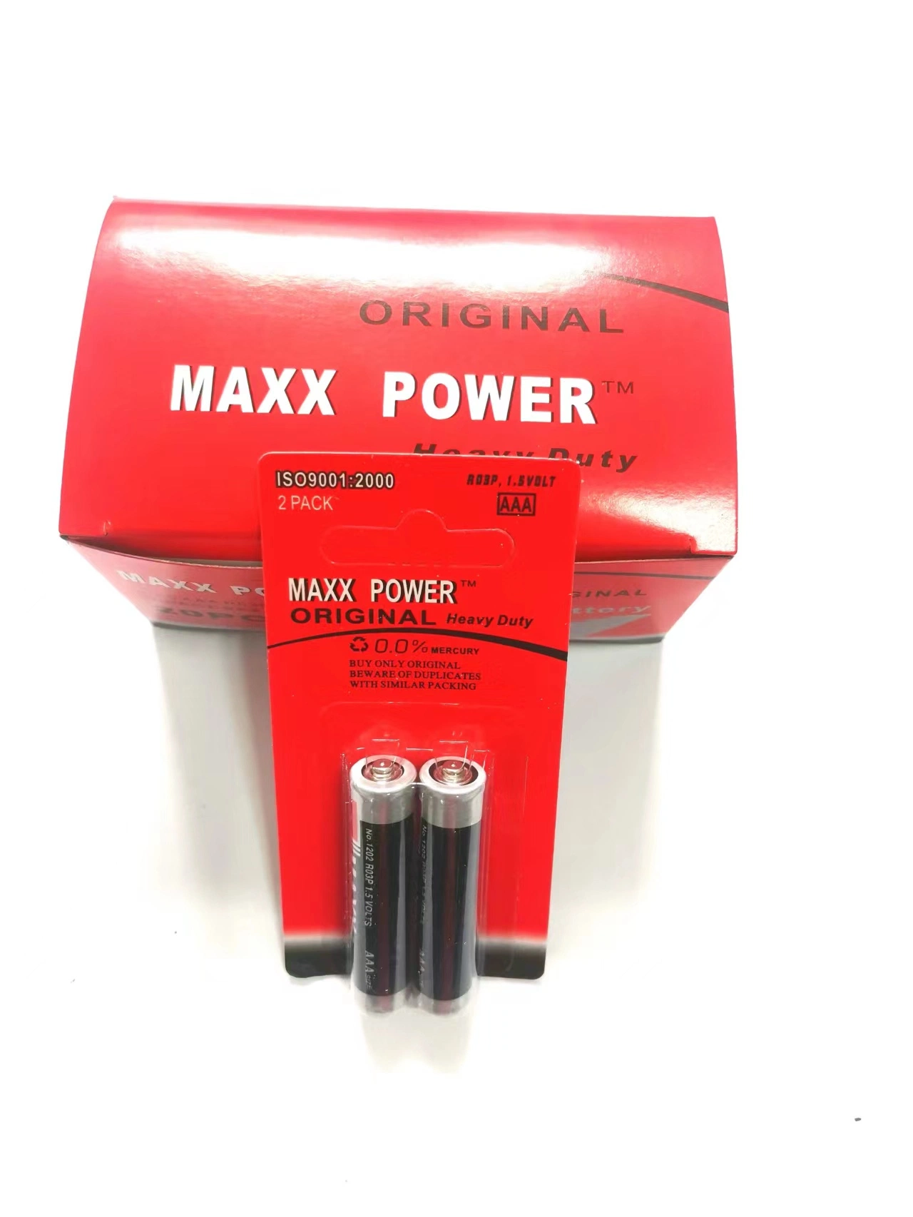 AAA 1.5V R03 Um-4 2PCS Blister Card Pack Carbon Zinc Battery Dry Battery Battery Cell High quality/High cost performance  Long Life Maxx Power