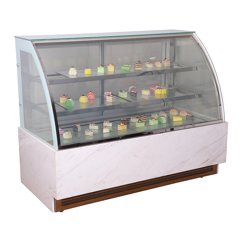 Heating Bread Display Showcase Right Angle Glass with 2 Shelves