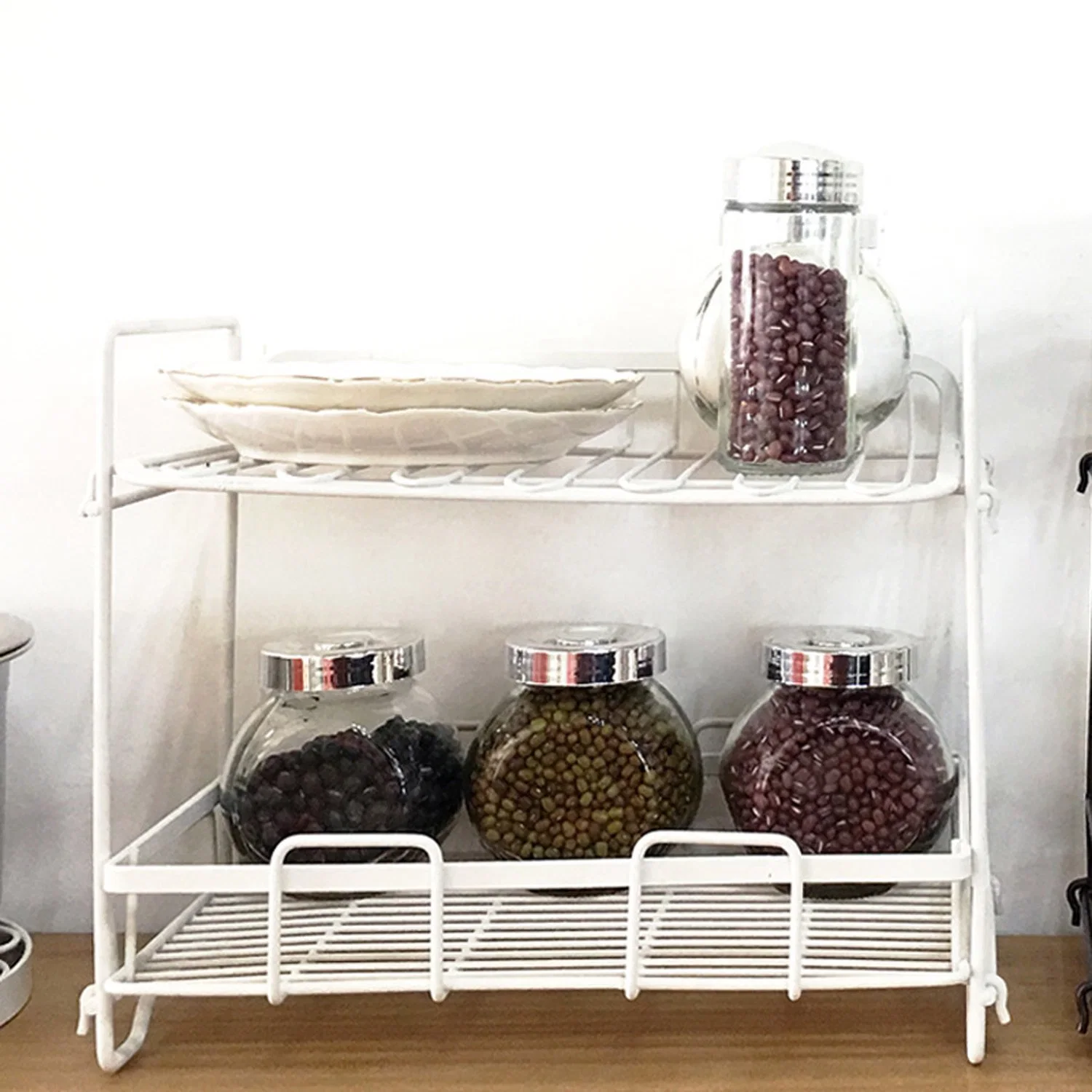 Kitchen Counter-Top or Wall Mount Spice Rack Jars Storage Organizer Spice Racks