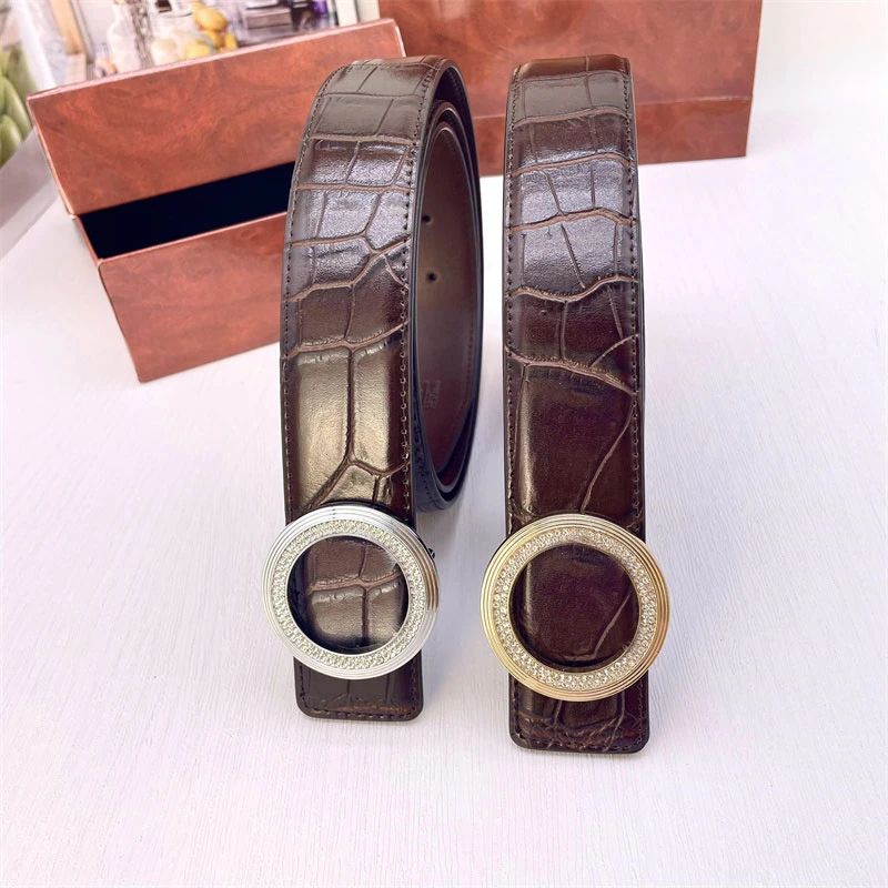 Hot Sale Fashion Stone Diamond Metal Buckle Adjustable Women PU Leather Belt