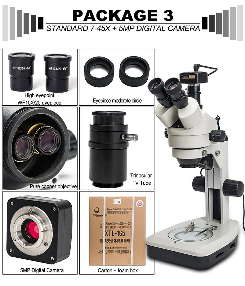 Trinocular Zoom Digital Microscope مع الكاميرا وشاشة LCD مقاس 9.7 بوصة لفحص Xtl-165-DMT