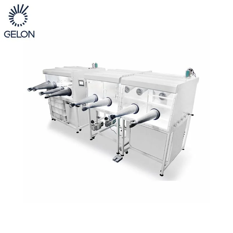 Vacuum Double Working Station Glove Box for Lithium Battery Making with Water and Oxygen Index Less Than 1 Ppm