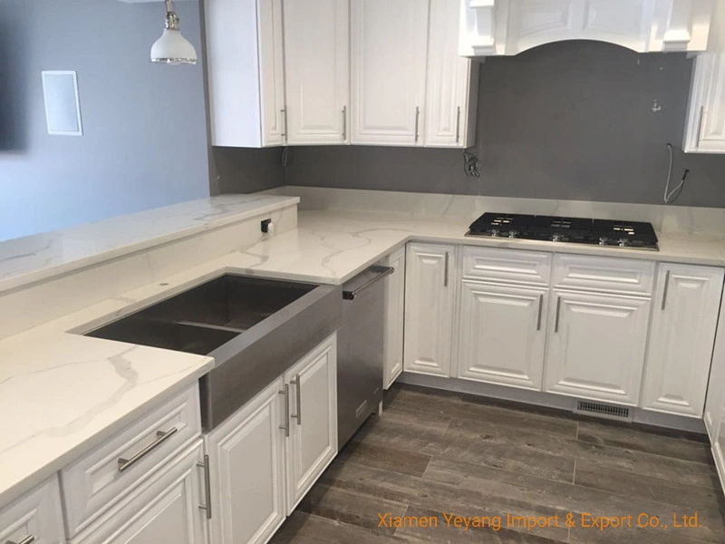 Calacatta Quartz Countertops and Backsplash for Kitchen Project