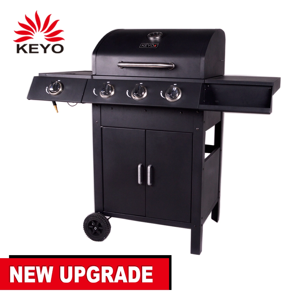 Outdoor Portable Four Burner Black Barbecue BBQ Gas Grill