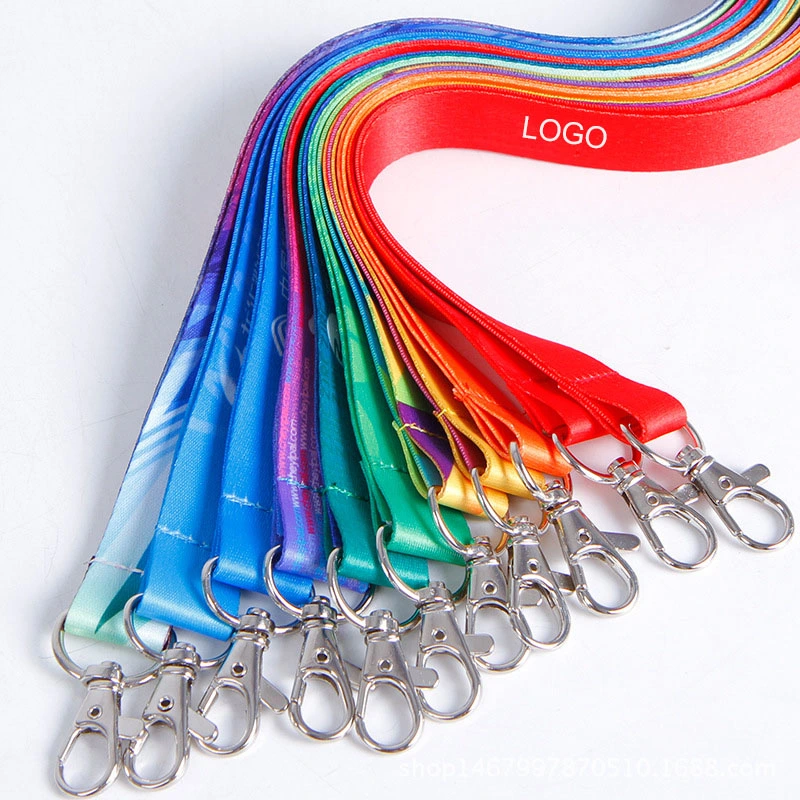 Cuello impresos personalizados promocionales Lanyard poliéster Llavero con Logo Cordón de la sublimación de la tarjeta de identificación del titular