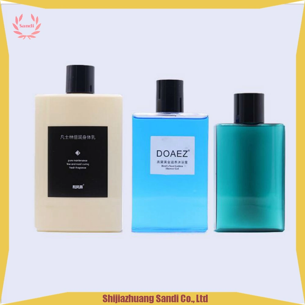 200ml260ml 400ml PETG Bouteille plat rectangulaire- Shower Bath bouteille -bouteille de shampoing...- enfoncé bouteille d'émulsion