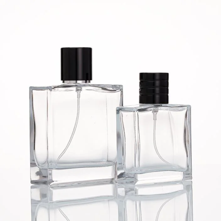 50ml 100ml Personnaliser Carré En Gros Emballage de Luxe Bouteille de Parfum en Verre Vide avec Vaporisateur