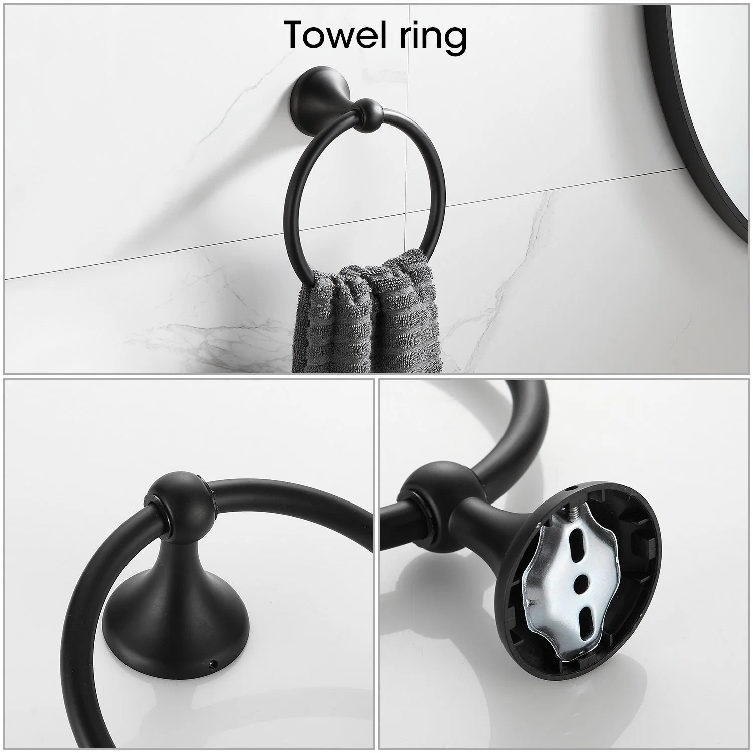 Proyecto Hotelero en negro mate accesorios modernos cuartos de baño 4 piezas Conjunto de accesorios