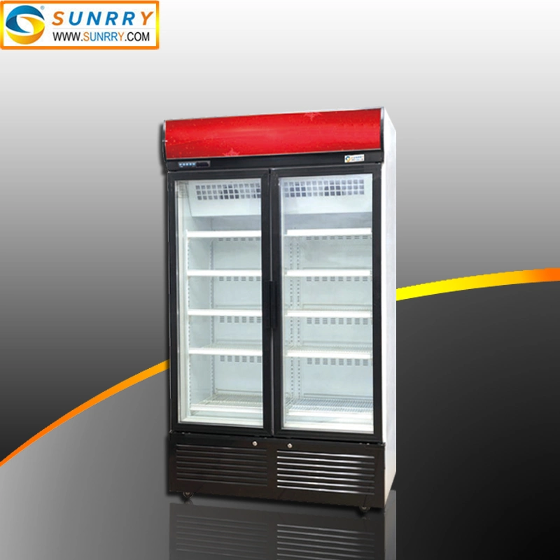 Energy Drink Fridge 2 Sliding Door Ice Cream Display Beverage Cooler