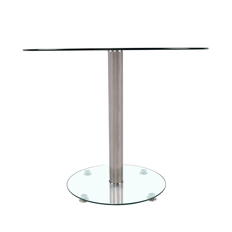 Modern Wholesale/Supplier Round-Shape Table Garden Dining Tempered Glass Top Stainless Steel Leg Dining Table