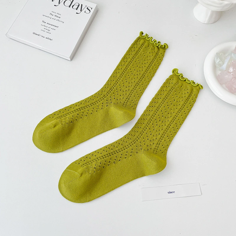 Cotton Grip Durable Knitting Comfortable Abrasion Resistant Women Light Tight Fitting Casual Travel Middle Sock