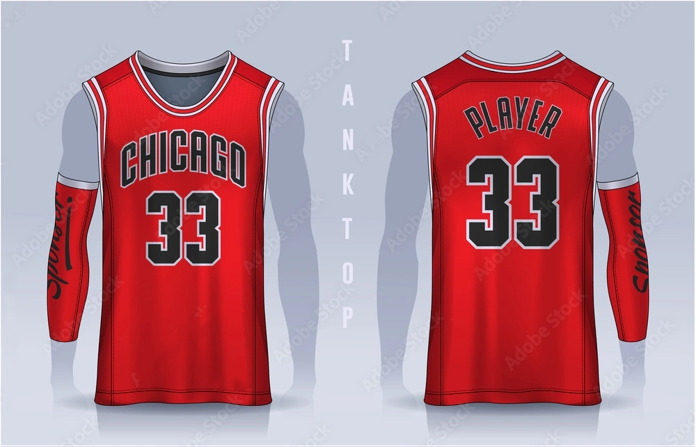 Red Polyester Chicago City Mesh Básquetbol Jersey con Logos