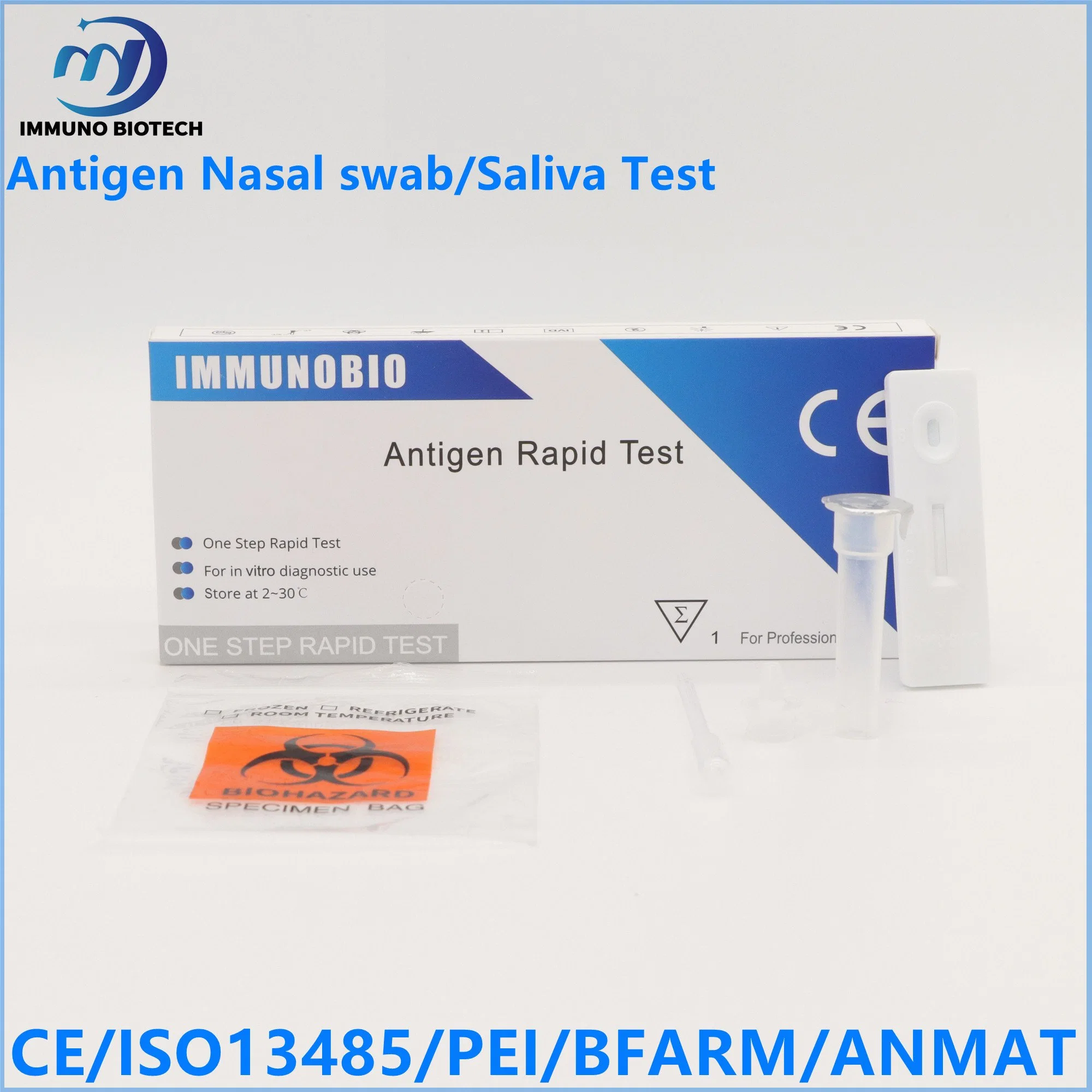 Pei/Bfarm Immunobio Antigen быстрый набор для проверки&#160;катушки слюна комплекта для проверки Antigen назальной диагностический тест