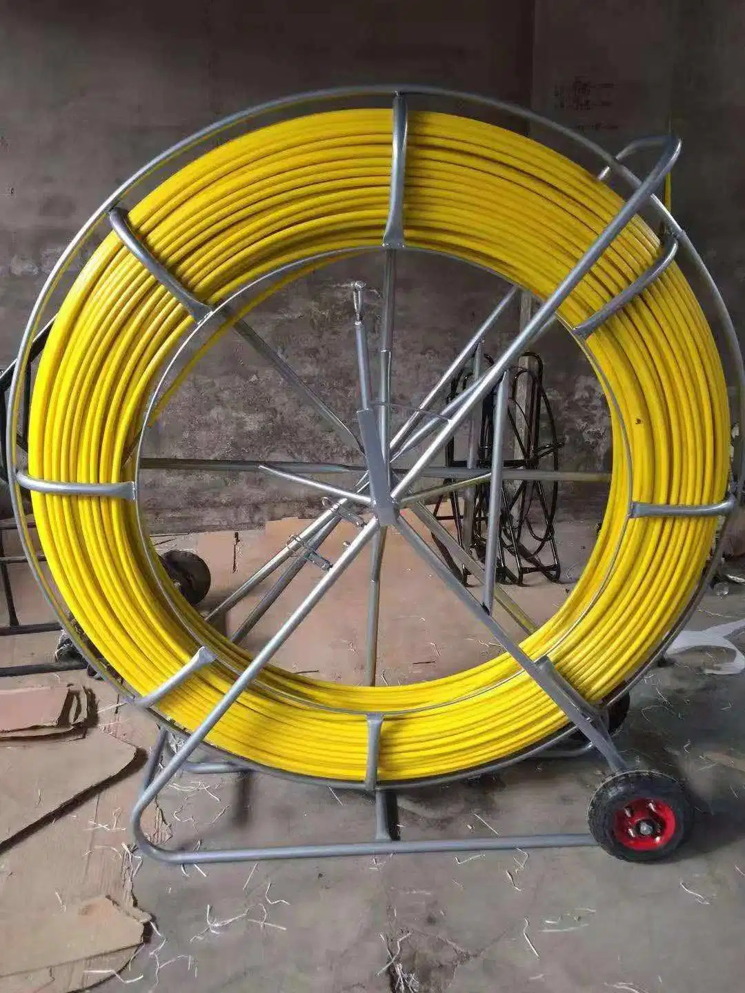 11mm 300m Fiberglass Detectable Duct Rodder Underground Cable Push Pull Rods Fiberglass Cable Guide Rodder Duct Rodder with Frame