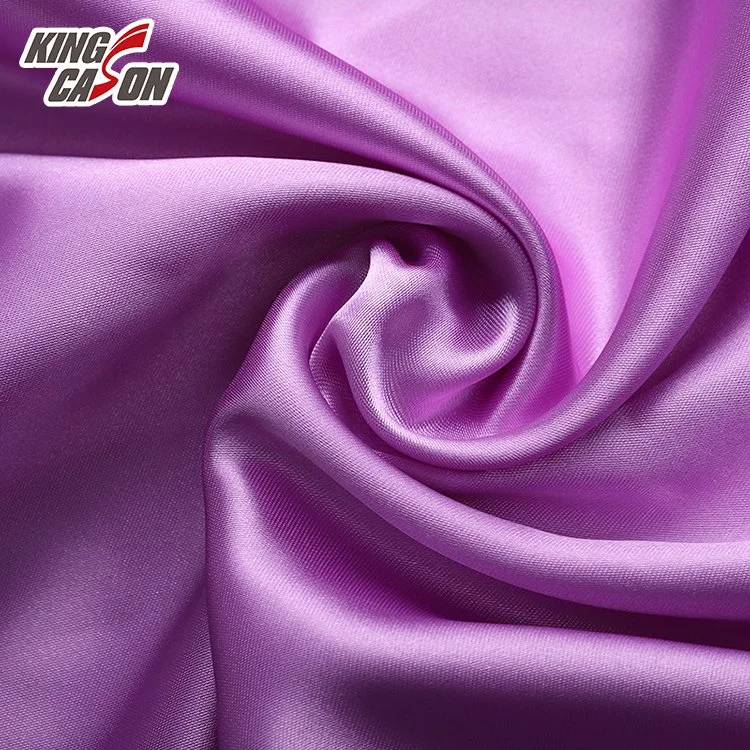 Kingcason Polyester 100% RPET 50d 75D Woven Textile Waterproof Silk Spandex Satin Lining Fabric for Dress