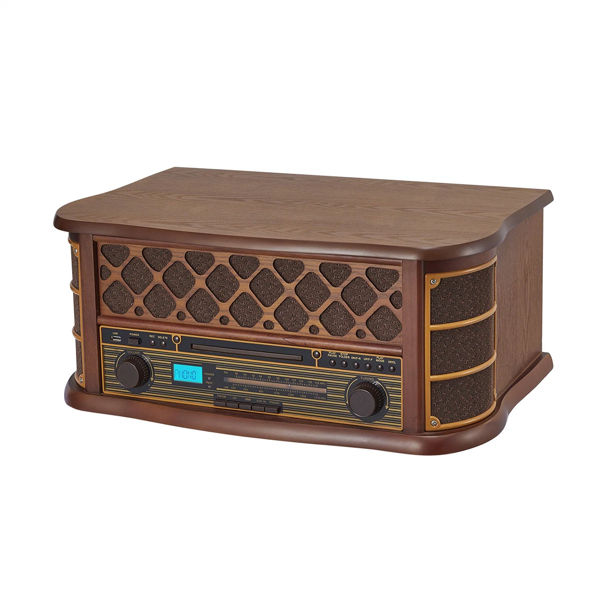 Retro Turntable Player MDF Wooden Case Wrapped with Solid Wood Veneer