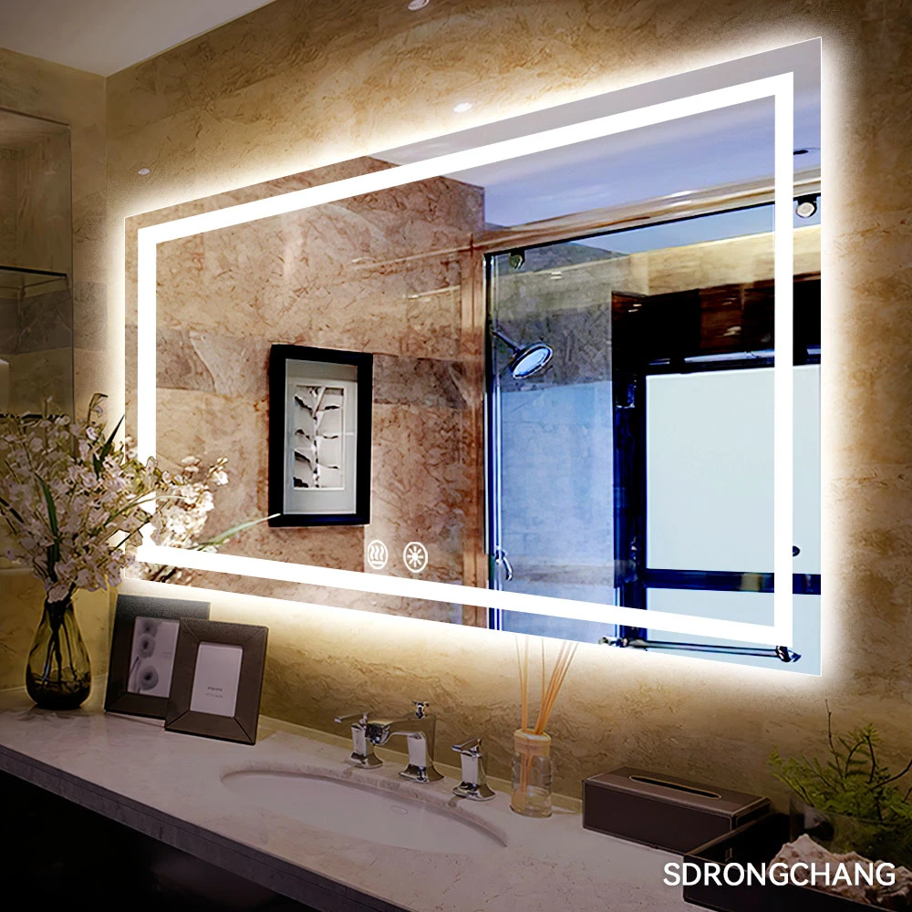 Modern Wall Mounted Hotel Vanity Smart LED Make up Dressing Bathroom Mirror