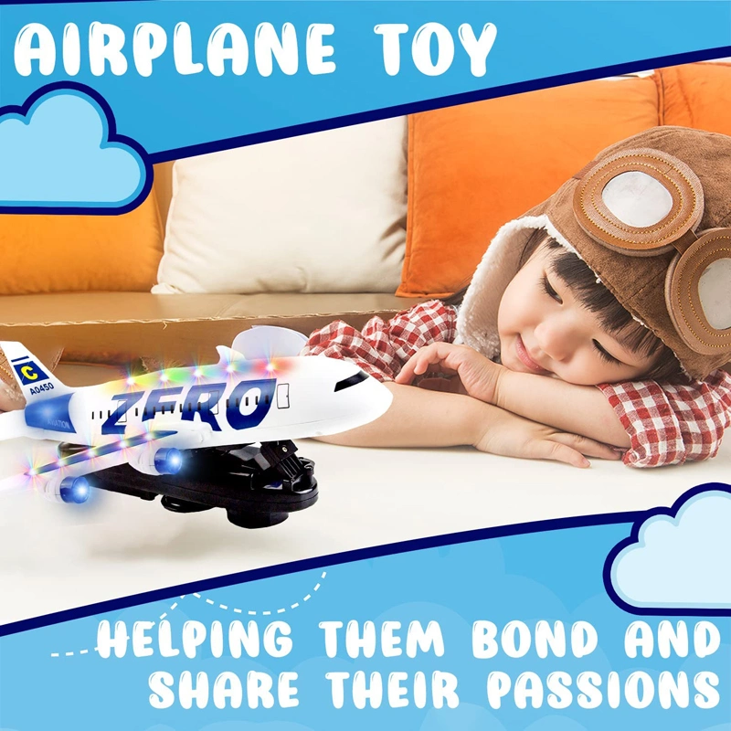 Toddler Toy Plane Bump and Go Action Battery Operated Airplane Toys for Kids with LED Flashing Lights and Sounds