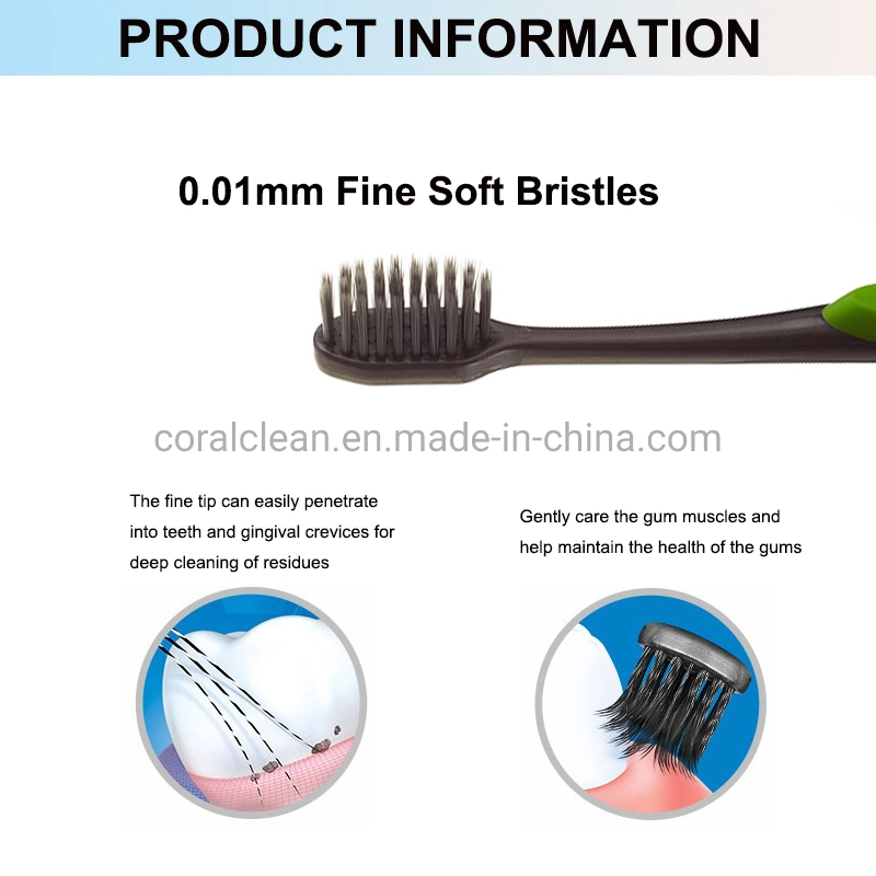 Manufacturer Personal Oral Care Plastic Charcoal 2PCS Set Adult Toothbrush