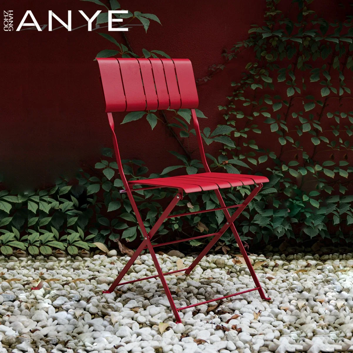 Chaise basse latérale pliable rouge résistante en acier solide Meubles de jardin extérieur de jardin avec revêtement poudré