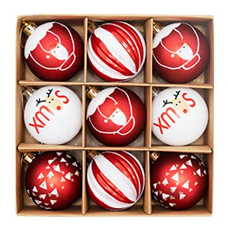 Silver Luxury Vintage Surprise Christmas Ball Christmas Printed Hanging Plastic Ball Ornaments