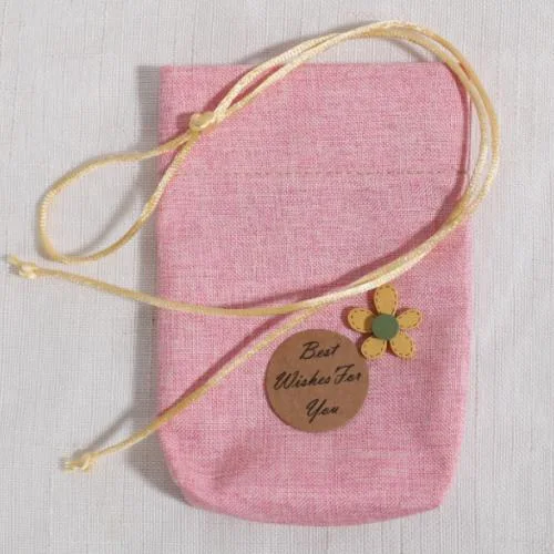 Sacos com fragrância de juta rosa com charme de cordão Gift DIY