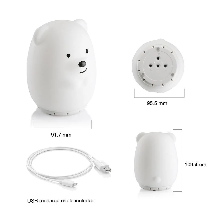 La musique de l'ours de la lampe témoin LED RVB de la nuit dernière USB sans fil haut-parleur BT Cartoon Bunny lampe de chevet en silicone pour les enfants Baby