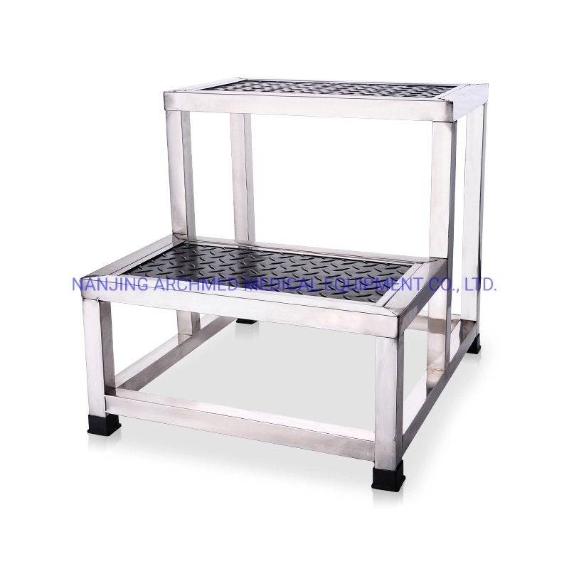 Mobilier d'hôpital acier inoxydable Double étape pied pour médical Utilisation