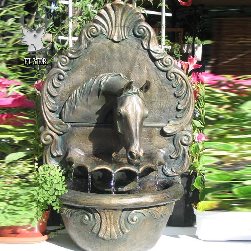 Home Garden Decorative Arabian Horse Drinking Fountain Bronze Horse Head Wall fountain