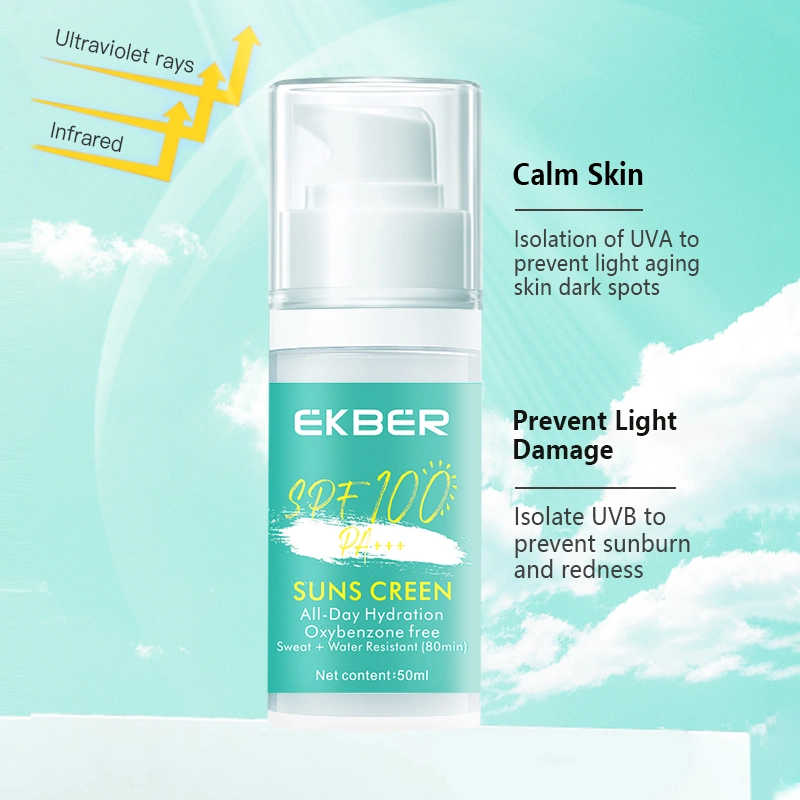 Meilleurs soins de la peau naturelle Sunblock crème SPF 50 Oxyde de zinc étanche de la crème solaire