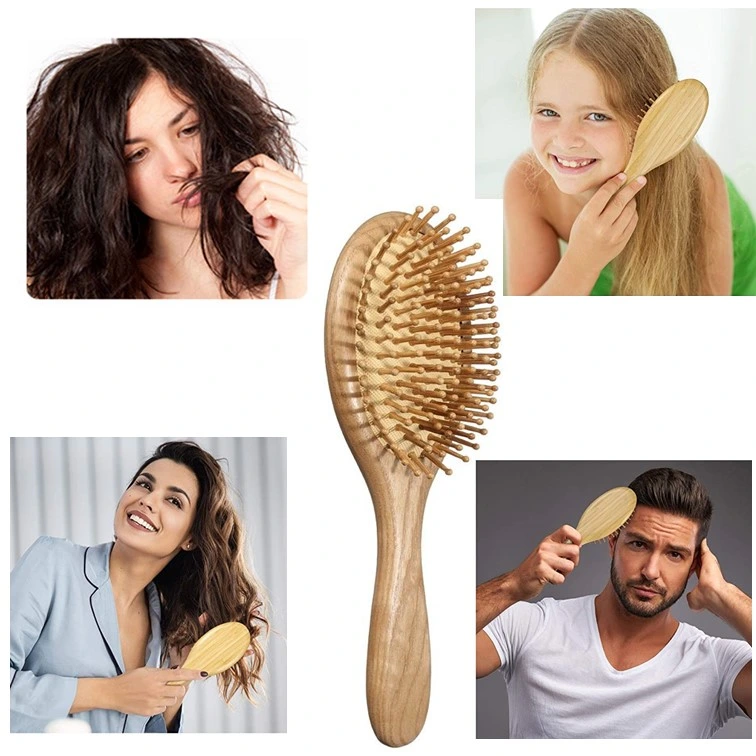 Amazon Hot Sale 100% Bamboo Paddle Detangling Hair Brushes Hair Care Tool