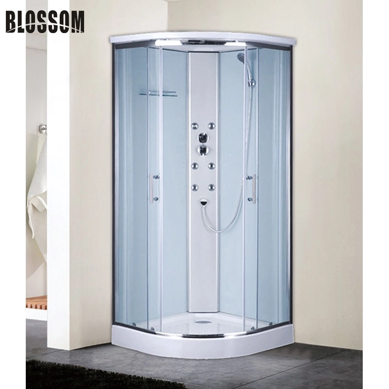 Cabina de ducha de vapor con masaje de pies de vidrio templado gris (BLS-9826)