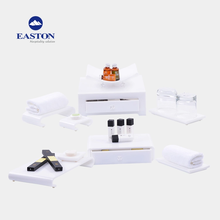 Hotel Square Tissue Box White Crystal Amenities Holder Set