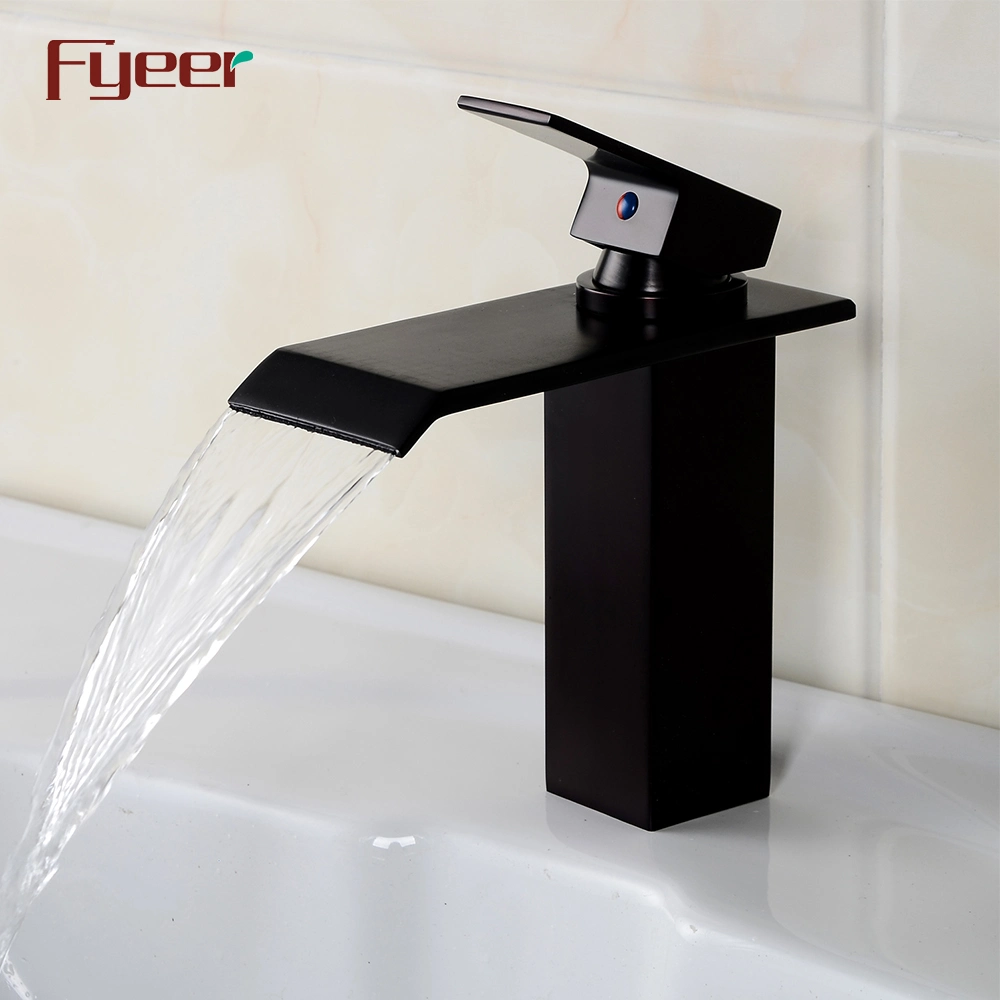 Fyeer Black Orb Waterfall Basin Faucet Bathroom Water Tap Mixer